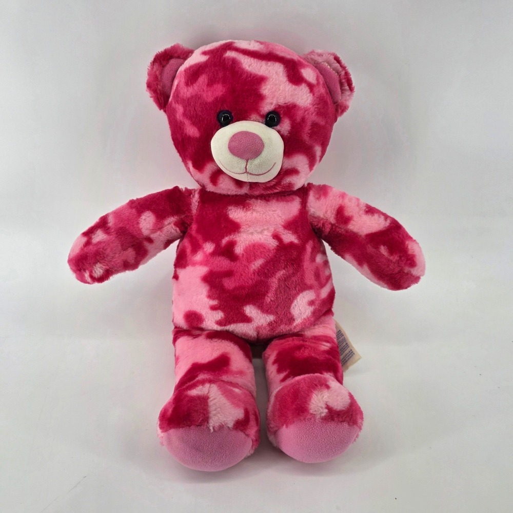 Build-A-Bear Workshop Pink Camo Teddy Bear Plush Stuffed Animal 16 Inch 2014